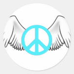 Peace Symbol with Wings Round Stickers