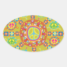 Peace Symbols Design Oval Stickers