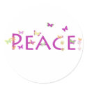 Peace with butterflies & flowers stickers
