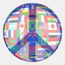 Peace & World Flags Sticker