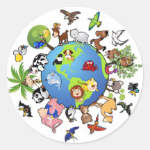 Peaceful Animal Kingdom - Animals Around the World Round Sticker