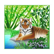 Peaceful Bengal Tiger Wrapped Canvas Canvas Prints
