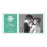 Peaceful Snowflake Christmas Photo Card (Teal)