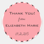 Peach and Black Stripes-Thank You Round Stickers