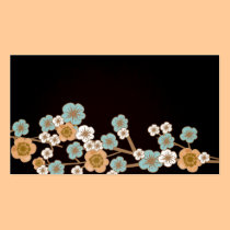 Peach and blue sakura Business Card business cards