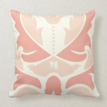 Peach and Coral Modern Damask Pillow