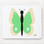 Peach And Green Butterfly Mouse Mat