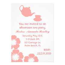 Peach and White Tea Party Invitation