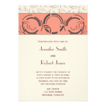 Peach Art Deco Circles Wedding Invitation