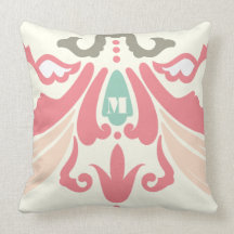 Peach Coral Mushroom and Mint Modern Pillow