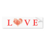Peach Coral Rose Heart Love Bumper Sticker bumper stickers