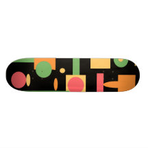 Peach Coral Sage Geometric Shapes Pattern Skate Board Decks