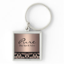 Peach Damask Keychain