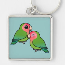 Peach-faced Lovebird Adorable Pair Keychains