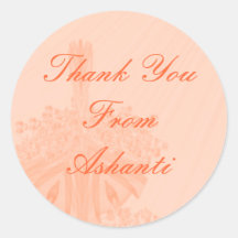 Peach Flower Basket "Thank You From _____" Stickers