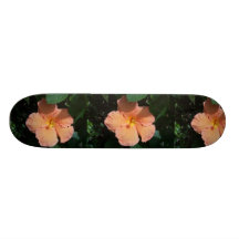 Peach Hibiscus Flower Skateboard
