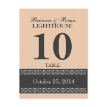 PEACH PUFF Wedding Table Number Card Reception