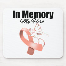 Peach Ribbon In Memory of My Hero Mousepads