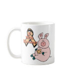peach ribbon pig mugs