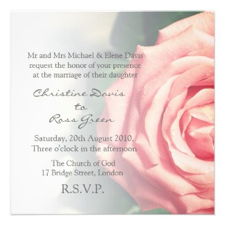 Peach rose blossom personalized wedding invitation