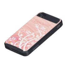 Peach Spirals, Filigree and Flowers