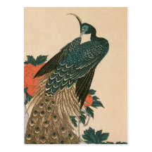 Peacock and Peonies by Ando Hiroshige Post Card