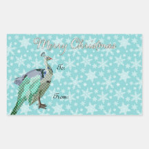 Peacock Art Christmas Present Sticker