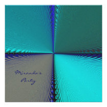 Peacock Blue Abstract invitations