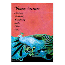 PEACOCK blue black antique pink Business Cards