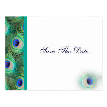peacock blue  Save the Date Post Card