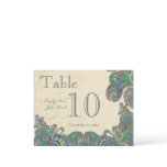 Peacock Colours Paisley Wedding Table Number Post Card
