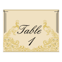 Peacock Elegance Art Deco Flair Table Number Postcards