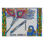 Peacock Feather and Flute - Hare Krishna cards