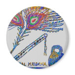 Peacock Feather and Flute - Hare Krishna magnets
