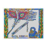 Peacock Feather and Flute - Hare Krishna postcards