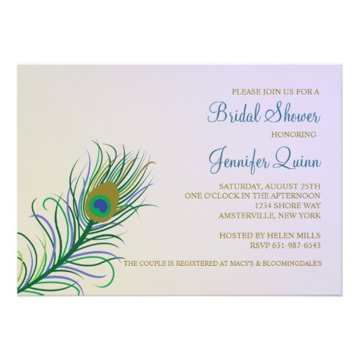 Peacock Feather Bridal Shower Invitation