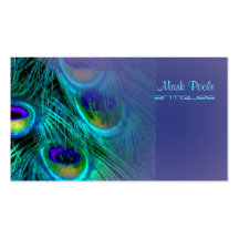 Peacock feather business cards, lavender
