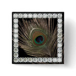Peacock feather-diamond square buttons