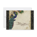 Peacock & Feather Formal Reception Invite Black invitations