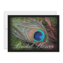 Peacock Feather Green/Black Bridal Shower Announcement