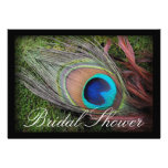 Peacock Feather Green/Black Bridal Shower Announcement