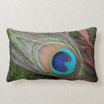 Peacock Feather/Green Moss Decor Pillows