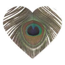 Peacock feather heart sticker