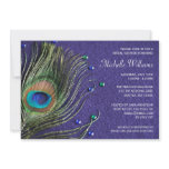 Peacock Feather Jewels Purple Bridal Shower invitations