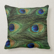 Peacock Feather Print Pillow