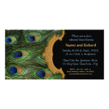 Peacock Feather Rehearsal Dinner Invitation Personalised Photo Card