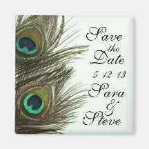 Peacock Feather Save the Date Magnet