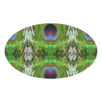 Peacock Feather Show Oval Sticker