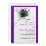 Peacock Feather Wedding Invitations Purple Silver