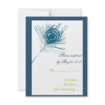 Peacock Feather Wedding RSVP Card Turquoise invitations